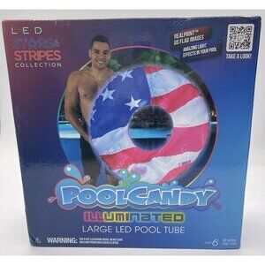 Pool Candy Illuminated Inflatable Large LED Pool Party Tube 42in US Flag 4th